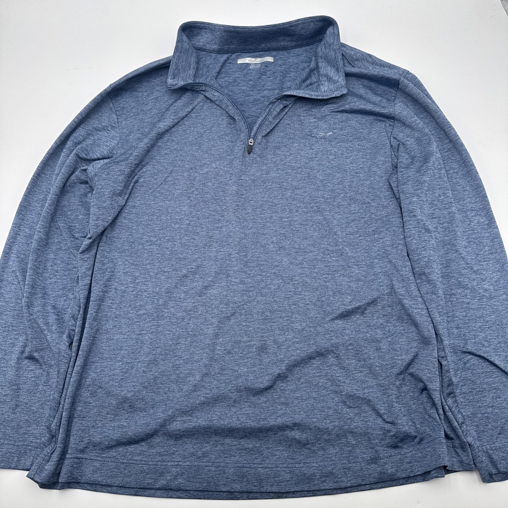 Greg Norman Pullover Mens XXL Blue Quarter Zip Golf Shark Logo Performance